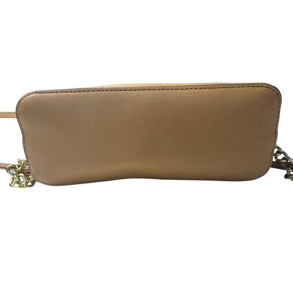 Steve Madden Tan Saffiano Dome Crossbody Bag With Chain Strap & Gold Accents - Picture 8 of 15